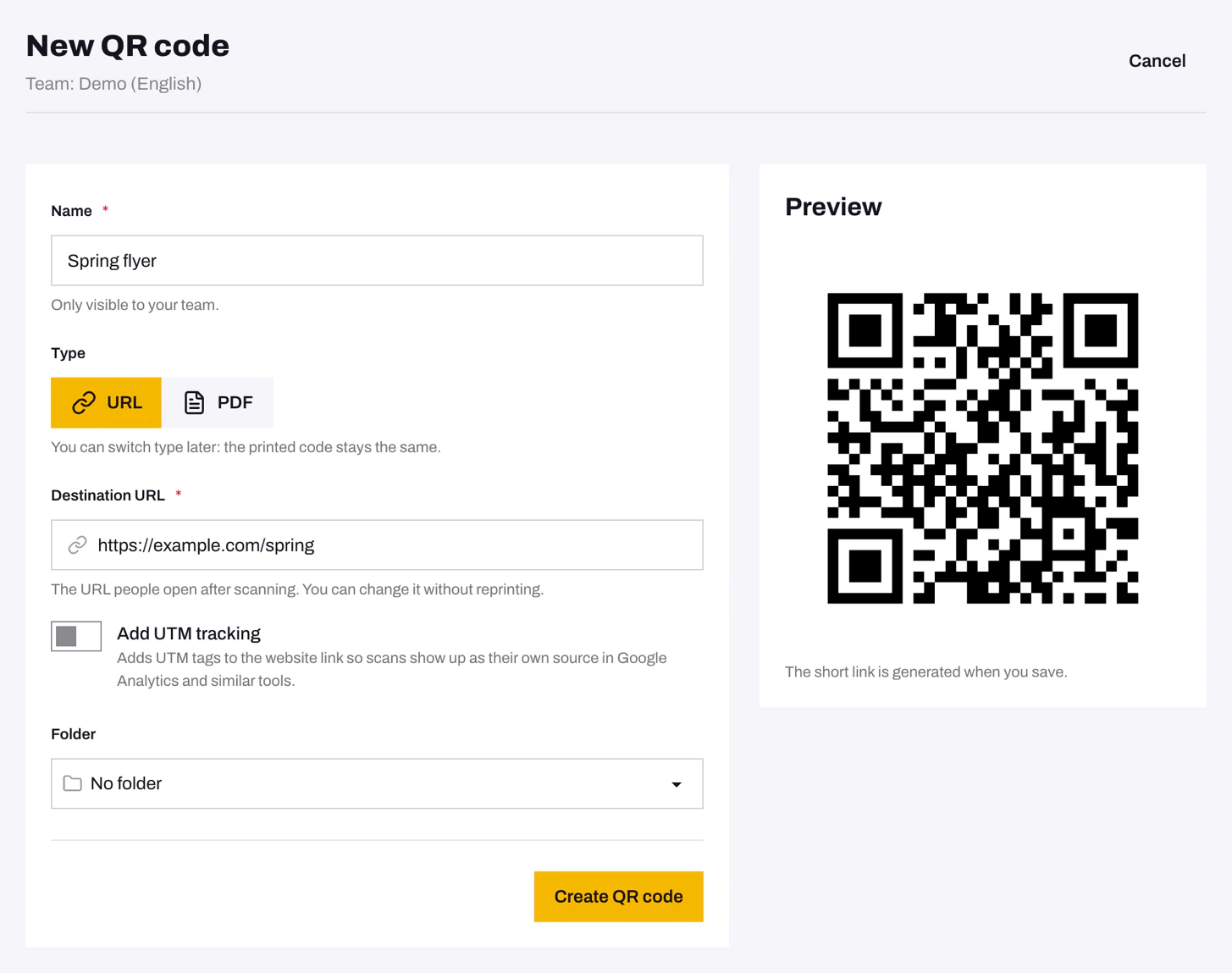 The New QR code form