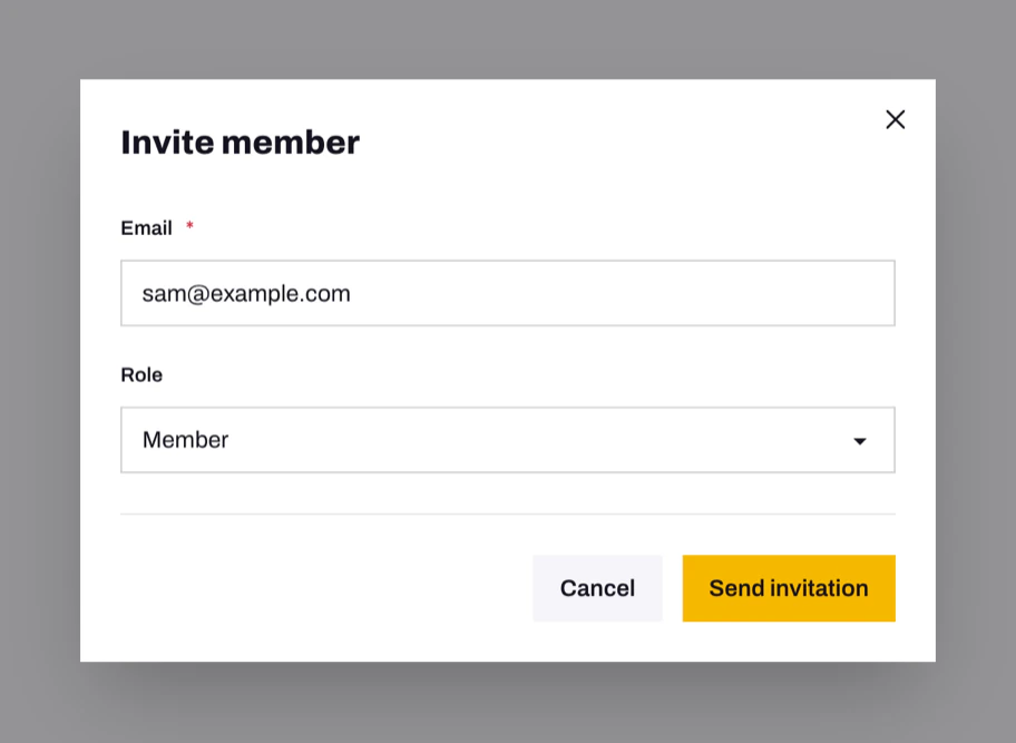 The invite dialog